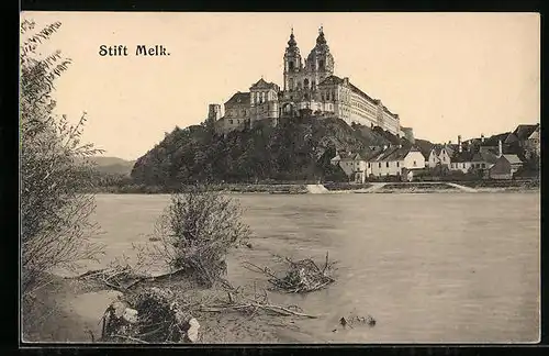 AK Melk / Donau, Stift Melk und Donaupartie