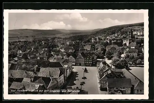 AK Bad Hersfeld, Blick auf den Lingplatz und Stiftsruine