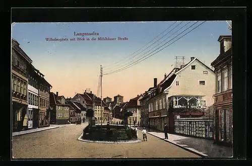 AK Langensalza, Wilhelmsplatz mit Blick in die Mühlhäuser Strasse