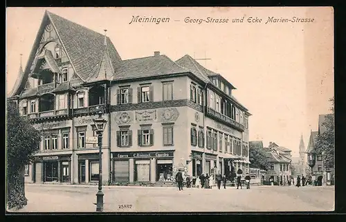 AK Meiningen, Georg-Strasse und Ecke Marien-Strasse