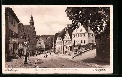 AK Backnang, Marktplatz mit Gasthaus zum Löwen