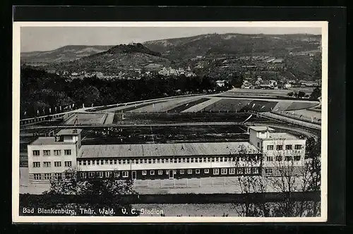 AK Bad Blankenburg /Thür. Wald, V. C. Stadion aus der Vogelschau