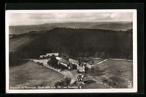 AK Gehlberg, Gasthaus Schmücke aus der Vogelschau