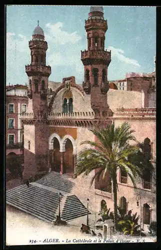 AK Alger, La Cathédrale et le Palais d`Hiver