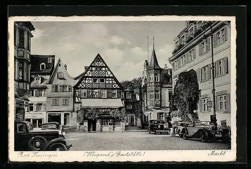 AK Bad Kissingen, Markt mit Weigand`s Gaststätte