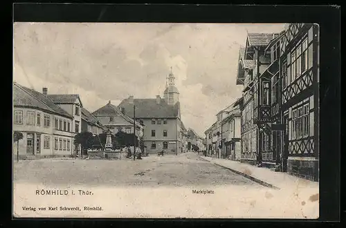 AK Römhild i. Thür., Partie am Marktplatz