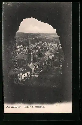 AK Bad Godesberg, Blick von der Godesburg auf die gesamte Stadt