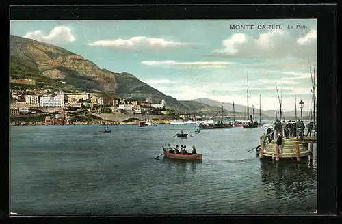 AK Monte Carlo, Le Port, Bootsanleger im Hafen mit Blick zur Stadt