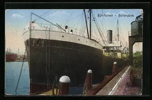 AK Rotterdam, Schiff am Quai im Rijnhaven