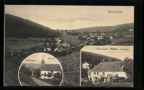 AK Solbach, Gesamtansicht mit Umgebung, Gasthof Claude