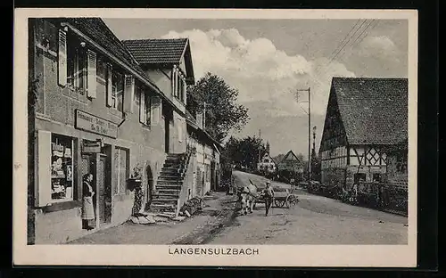 AK Langensulzbach, Strassenpartie mit Ladengeschäft
