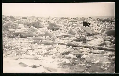 Foto-AK Der Rhein bei Götterswickerham am 17.2.1929, Eisstoss