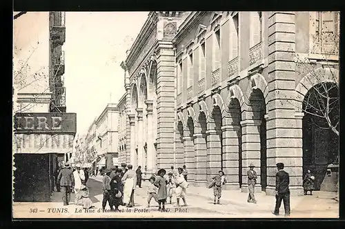 AK Tunis, La Rue d`Italie et la Poste