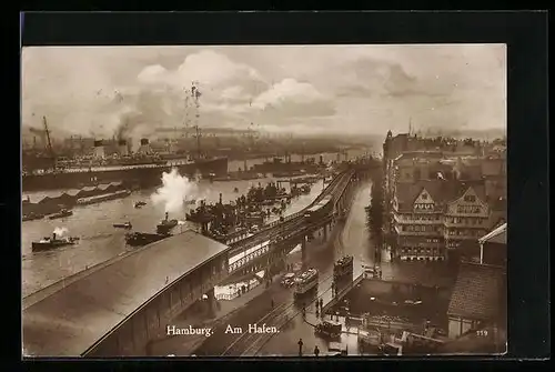 AK Hamburg-Harburg, Am Hafen, Dampfschiffe