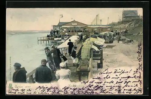 AK Westerland, Uferpartie mit Strandhalle, Hochwasser