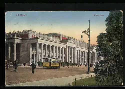 AK Stuttgart, Königsbau mit Strassenbahn