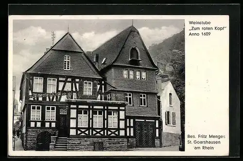 AK St. Goarshausen am Rhein, Gasthaus Zum roten Kopf