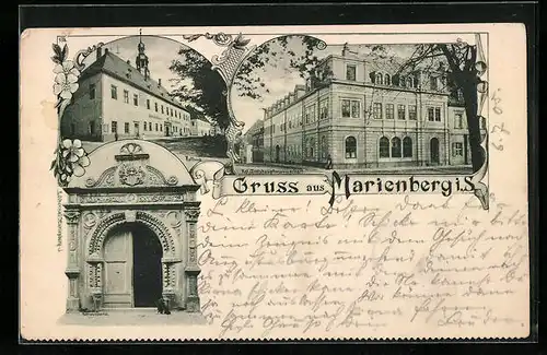 AK Marienberg i. S., Rathaus, Kgl. Amtshauptmannschaft