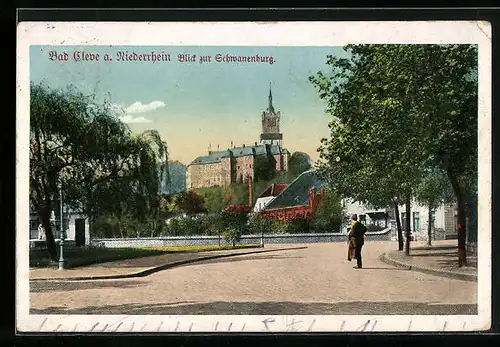 AK Bad Cleve / Niederrhein, Blick zur Schwanenburg