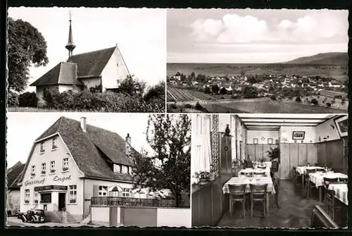 AK Munzingen am Tuniberg, Gasthof Zum Engel, Kirche, Gesamtansicht