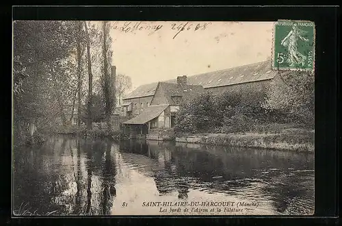 AK Saint-Hilaire-du-Harcouet, Les bords de l`Airon et la Filature