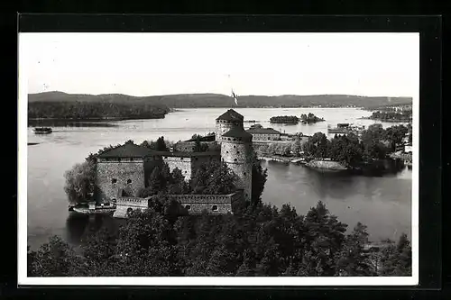 AK Savonlinna, Panorama mit Burg