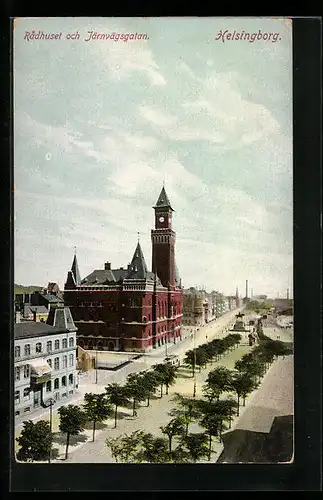 AK Helsingborg, Radhuset och Järnvägsgatan, Strassenbahn