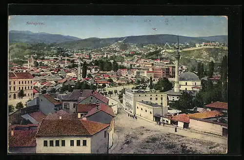 AK Sarajevo, Ortsansicht aus der Vogelschau