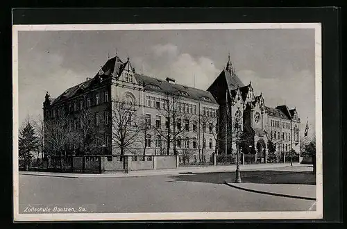 AK Bautzen /Sachsen, Ansicht der Zollschule