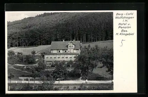 AK Wolfshagen i. H., Hotel u. Pension Berg-Café, Bes.: H. Klingebiel