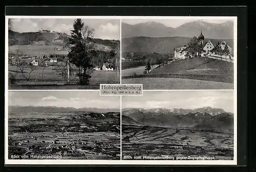 AK Hohenpeissenberg /Bayr. Rigi, Blick auf den Ort, Blick gegen Zugspitzgruppe, Ortspartie