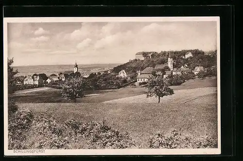 AK Schillingsfürst, Ortspartie mit Kirche