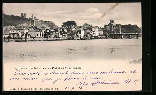 AK Peyrehorade, Vue du Port et du Vieux Chateau