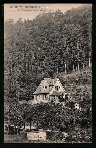 AK Auerbach a. d. B., Villa Friedrich`s Ruhe im Hochstädtertal