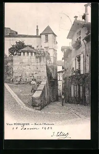 AK Périgueux, La Rue de l`Harmonie