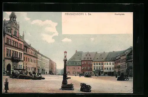 AK Frankenberg i. Sa., Marktplatz mit Ratskeller