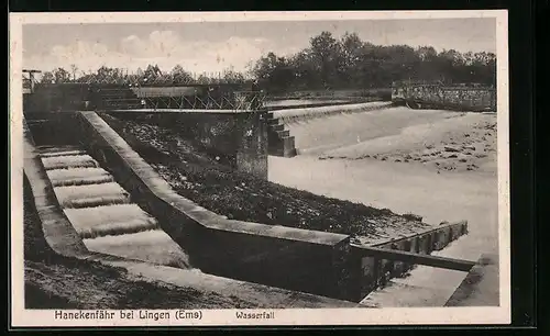 AK Lingen /Ems, Hanekenfähr, Wasserfall