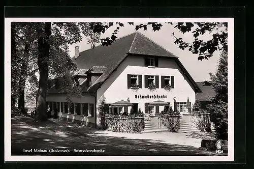 AK Insel Mainau /Bodensee, Gasthaus Schwedenschenke, Strassenansicht