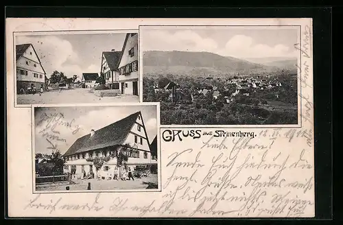 AK Steinenberg bei Schorndorf, Ortsansicht aus der Vogelschau, Strassenpartie, Gasthaus