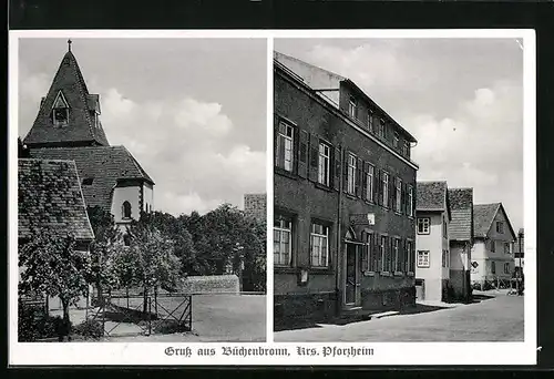 AK Büchenbronn /Krs. Pforzheim, Strassenpartie mit Gasthaus zur Linde, Ortspartie