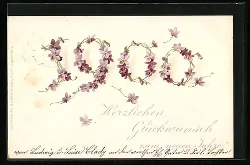 AK Jahreszahl 1900 mit Blumen