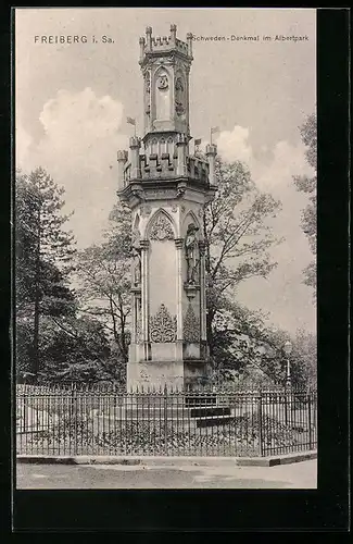 AK Freiberg /Sa., Schweden-Denkmal im Albertpark