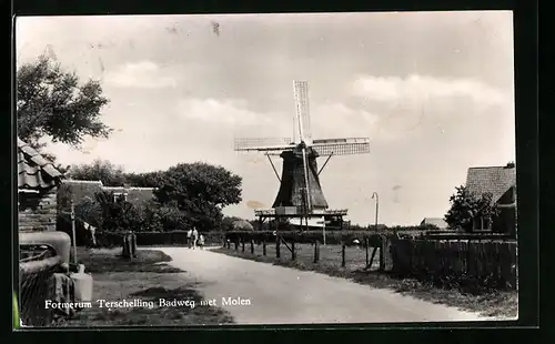 AK Terschelling-Formerum, Bedweg met Molen, Windmühle