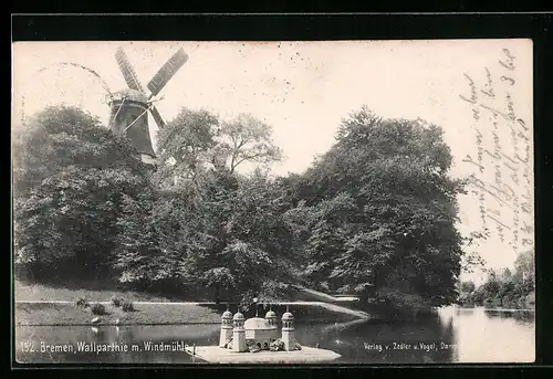 AK Bremen, Wallpartie mit Windmühle