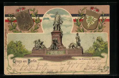 Lithographie Berlin, Das Bismarck-Denkmal, Wappen