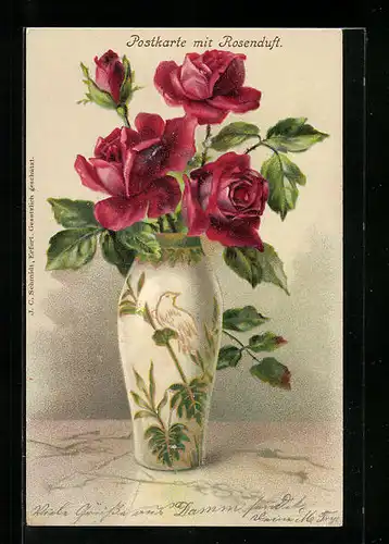 Duft-AK Strauss Rosen in Vase