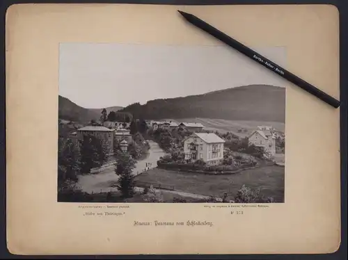 Fotografie Junghanss & Koritzer, Meinigen, Ansicht Ilmenau, Partie an den Villen im Ort gesehen vom Schlackenberg