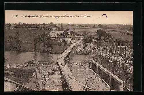 AK L`Isle-Jourdain, Barrage de Chardes, Vue des Travaux