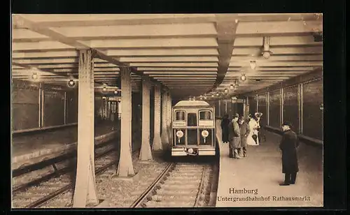 AK Hamburg, Untergrundbahnhof Rathausmarkt, U-Bahn