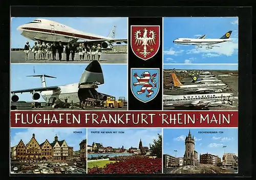 AK Frankfurt a. M., Rhein-Main Flughafen, Flugzeug der U. S. Airforce, TWA, Lufthansa